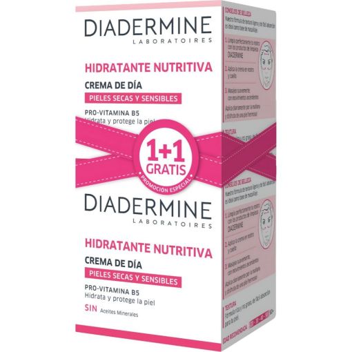 Diadermine Hidratante Nutritiva Crema De D&iacute;a Duplo Formato Especial Crema de d&iacute;a de r&aacute;pida absorci&oacute;n hidratante y nutritiva piel suave y el&aacute;stica 2x50 ml