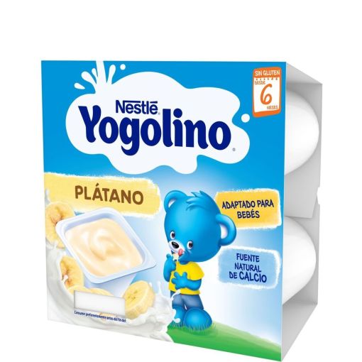 Nestle Yogolino Postre L&aacute;cteo Pl&aacute;tano Postre l&aacute;cteo sin az&uacute;cares a&ntilde;adidos desde los 6 meses 4 x100 gr