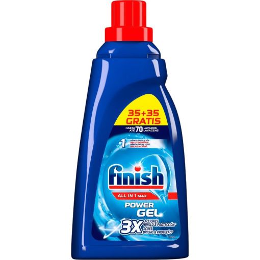 Finish Lavavajillas All In 1 Max Power Gel Lavavajillas a m&aacute;quina aporta brillo y protecci&oacute;n para tu cristaler&iacute;a y limpia las manchas m&aacute;s dif&iacute;ciles