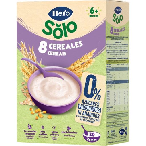 Hero Solo Papilla De 8 Cereales Papilla en polvo 0% az&uacute;cares a&ntilde;adidos a partir de 6 meses 340 gr