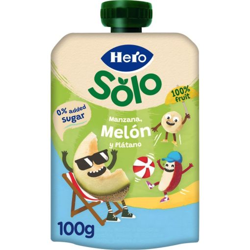 Hero Solo Bolsita Manzana Melón Y Plátano Bolsita ecológica sin gluten elaborada con ingredientes 100% ecológicos a partir de 4 meses 100 gr
