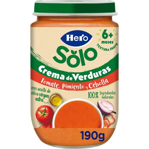 Hero Solo Tarrito Crema De Verduras Tarrito con aceite de oliva virgen extra de textura suave elaborado 100% con ingredientes naturales a partir de 6 meses 190 gr