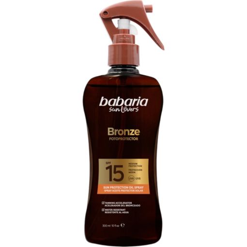 Babaria Bronze Fotoprotector Spray Aceite Protector Solar Spf 15 Aceite bronceador solar corporal resistente al agua acelera el bronceado para un acabado m&aacute;s r&aacute;pido e intenso