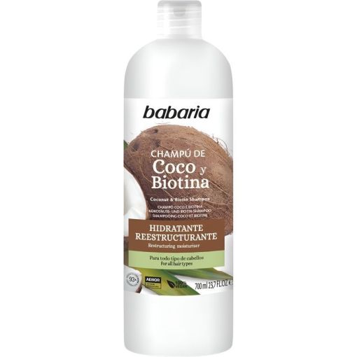 Babaria Coco Y Biotina Champ&uacute; Champ&uacute; hidratante y reestructurante ofrece brillo para todo tipo de cabellos 700 ml