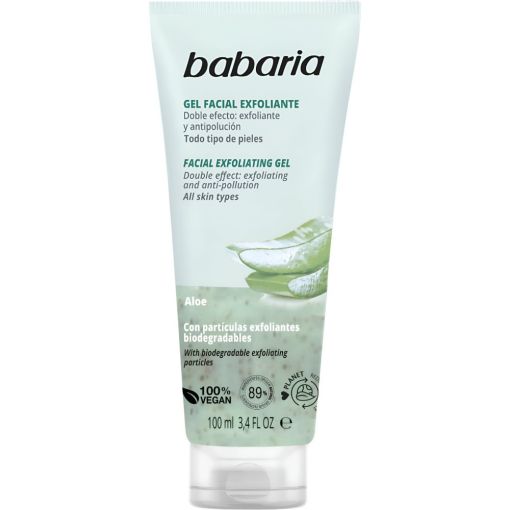 Babaria Aloe Gel Facial Exfoliante Gel facial doble efecto exfoliante y antipoluci&oacute;n 100 ml