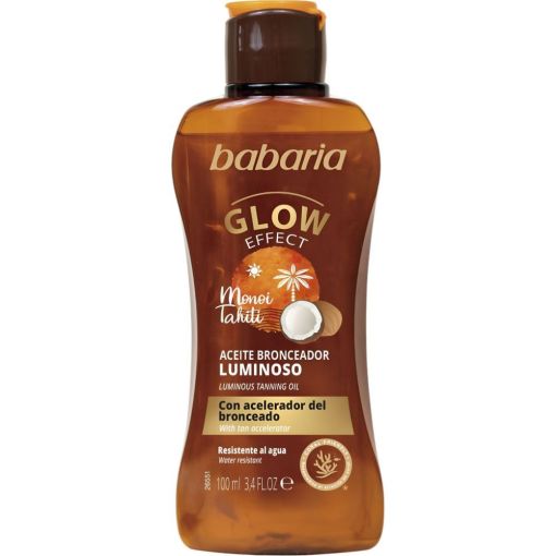 Babaria Glow Effect Monoi Tahiti Aceite Bronceador Luminoso Aceite bronceador con efecto luminoso resistente al agua acelerador del bronceado