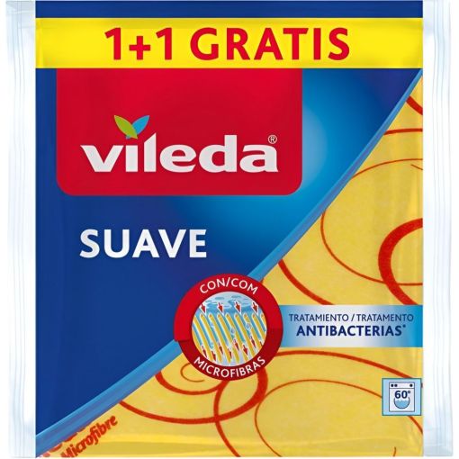 Vileda Bayeta Suave Formato Especial Bayeta de microfibra súperabsorbente con tratamiento antibacterias 35x40 cm 2 uds
