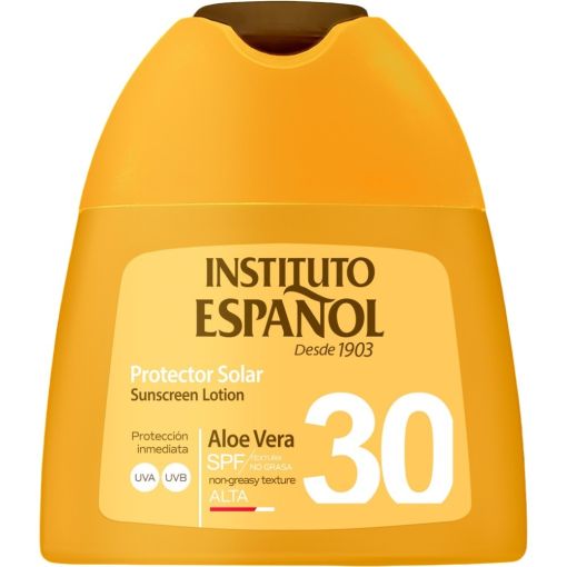 Instituto Espa&ntilde;ol Aloe Vera Protector Solar Spf 30 Loci&oacute;n solar facial resistente al agua de textura no grasa ofrece una gran protecci&oacute;n con aloe vera 100 ml