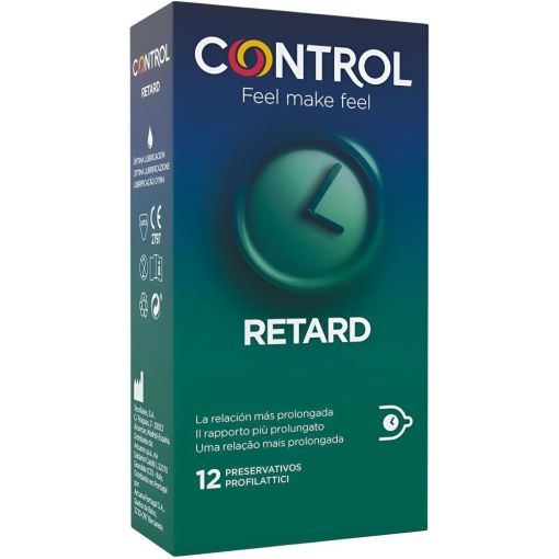 Control Retard Preservativos Preservativos para relaciones m&aacute;s prolongadas e intensas gracias a lubricante interior 12 uds