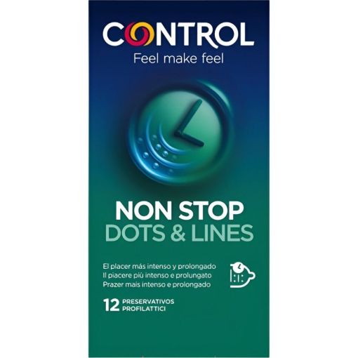 Control Non Top Dots & Lines Preservativos Preservativos para relaciones m&aacute;s prolongadas e intensas con delicados puntos y estr&iacute;as 12 uds