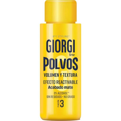 Giorgi Volumen Y Textura Polvos Fijaci&oacute;n 3 Polvos capilares voluminizadores ofrecen volumen intenso e instant&aacute;neo con acabado mate para todo tipo de cabellos 10 gr