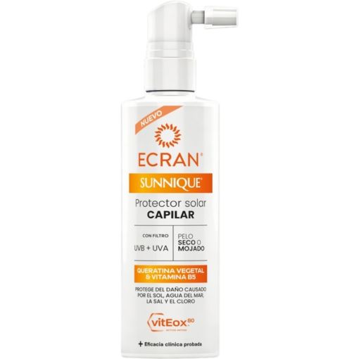 Ecran Sunnique Protector Solar Capilar Protector solar capilar previene sequedad y p&eacute;rdida de color para un cabello saludable con vitamina b5 y queratina vegetal 100 ml