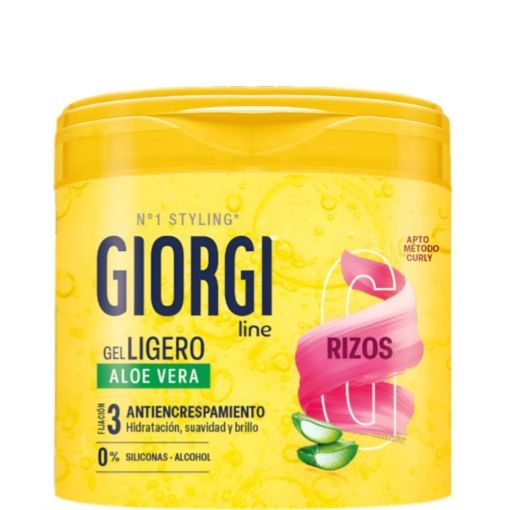 Giorgi Aloe Vera Rizos Gel Ligero Fijación 3 Gel capilar ligero elimina el encrespamiento y retiene la humedad para unos rizos elásticos y definidos 400 ml