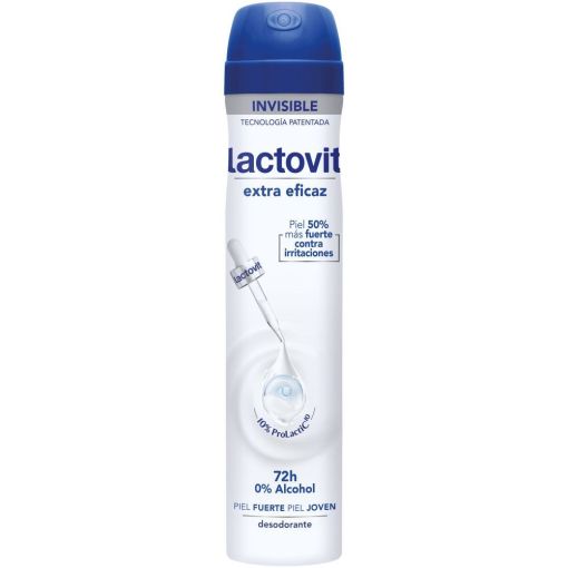Lactovit Invisible Extra Eficaz Desodorante Spray Desodorante 0% alcohol antiirritaciones actua contra sudor y mal olor ofreciendo 72 horas de larga duración