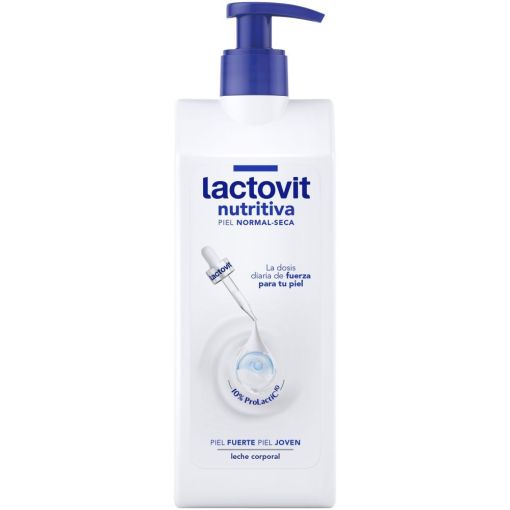 Lactovit Nutritiva Leche Corporal Leche corporal nutritiva de absorci&oacute;n inmediata ofrece hasta 48 horas con microesferas lacrtosomas 400 ml