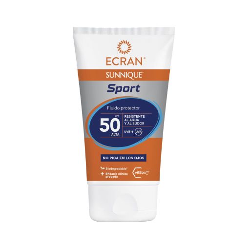 Ecran Sunnique Sport Fluido Protector Spf 50 Fluido facial ultraligero resistente al agua y al sudor no pica en los ojos 40 ml