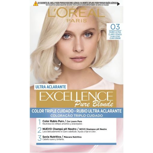 L'Oreal Tinte Excellence Pure Blonde Tinte asegura una cobertura de las canas protegiendo el cabello