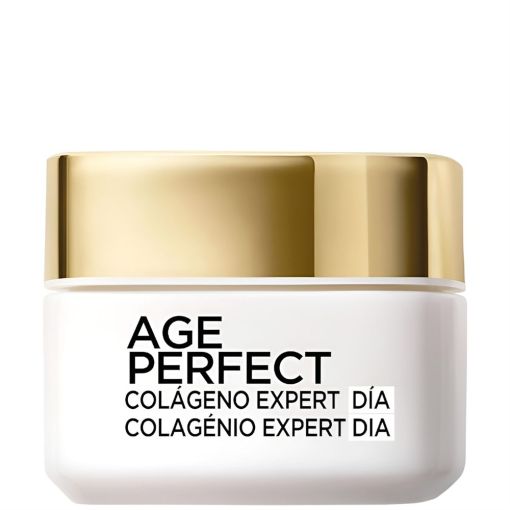 L'Oreal Age Perfect Col&aacute;geno Expert D&iacute;a Crema Efecto Tensor Crema de d&iacute;a nutritiva antimanchas y antiflacidez de textura cremosa ofrece una piel m&aacute;s firme en un solo uso 50 ml
