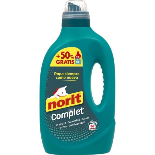 Norit Detergente Complet Formato Especial Detergente l&iacute;quido m&aacute;xima limpieza y luminosidad 36 lavados 1800 ml