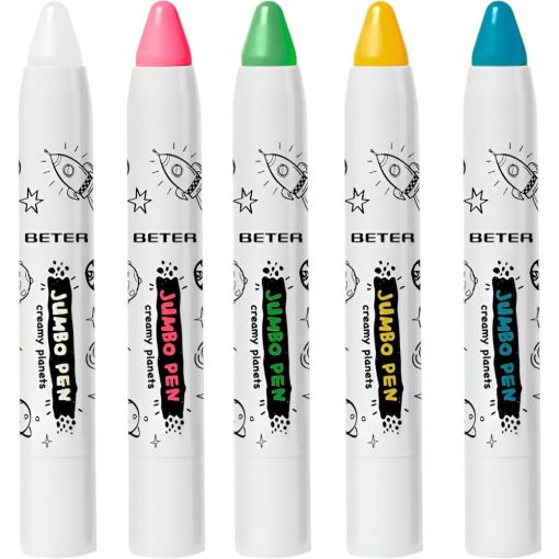 Beter Genius Tribe Jumbo Pens Face & Body Paint Pack L&aacute;pices de maquillaje corporales y faciales de trazo grueso se eliminan f&aacute;cilmente 5 uds