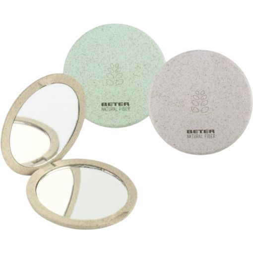 Beter Natural Fiber Espejo Doble Macro X4 Espejo cosm&eacute;tico de bolso biodegradable muy c&oacute;modo para retocarte en cualquier momento 1 ud
