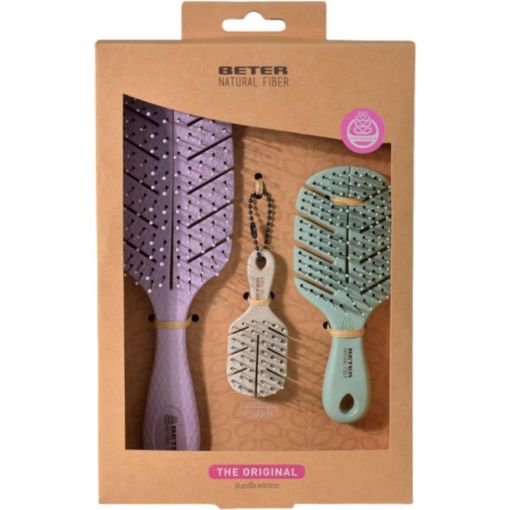 Beter Natural Fiber The Original Bundle Edition Set Set de cepillos para el cabello desenredantes perfectos para llevarlos siempre contigo