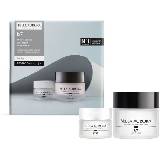 Bella Aurora B7 Anti-Manchas Tratamiento Noche+Contorno Gratis Pack regalo limpiador antimanchas antiedad e iluminador para un aspecto más uniforme