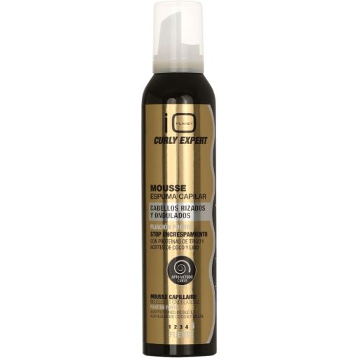 Io Planet Curly Expert Mousse Espuma Capilar Nº5 Espuma capilar de fijación fuerte antiescrespamiento para cabello rizados y ondulado