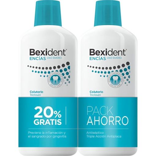 Isdin Bexident Encías Uso Diario Colutorio Duplo Pack Ahorro Enjuage bucal previeve el sangrado e inflamación por gingivitis 2x500 ml