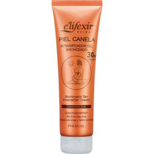 Elifexir Piel Canela Intensificador Del Bronceado Spf 30 Crema intensificadora aceleradora del bronceado resistente al agua para acabado natural intenso y duradero 150 ml