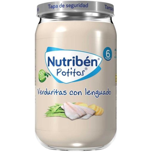 Nutriben Potitos Verduritas Con Lenguado Tarrito 100% aceite de oliva sin sal ni az&uacute;cares a&ntilde;adidos a partir de 6 meses 235 gr
