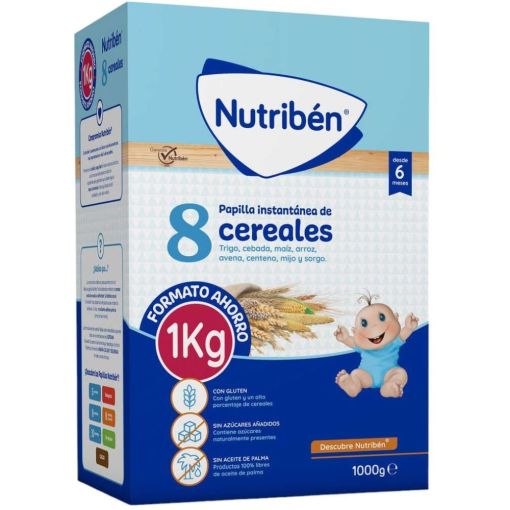 Nutriben Papilla Instant&aacute;nea De 8 Cereales Formato Ahorro Papilla instant&aacute;nea en polvo sin az&uacute;cares a&ntilde;adidos ni aceite de palma a partir de 6 meses 1000 gr
