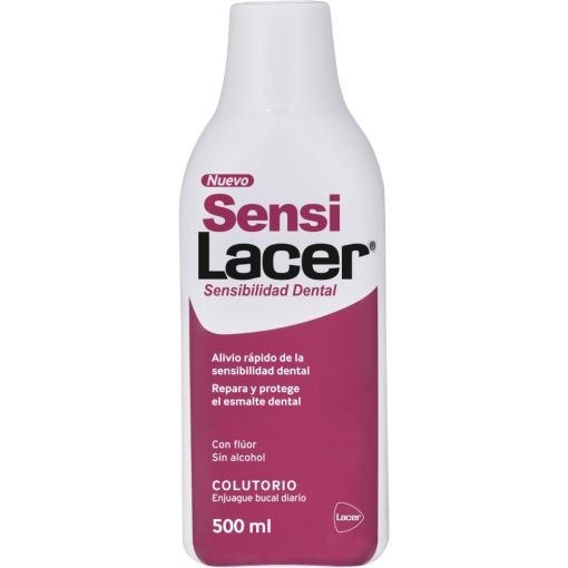Lacer Sensi Colutorio Enjuage bucal con fl&uacute;or y sin alcohol ayuda a reducir la hipersensibilidad dental 500 ml