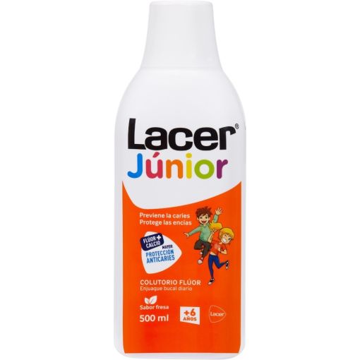 Lacer Fl&uacute;or Sabor Fresa Enjuague Bucal De Uso Diario Colutorio infantil de uso diario sabor fresa 500 ml