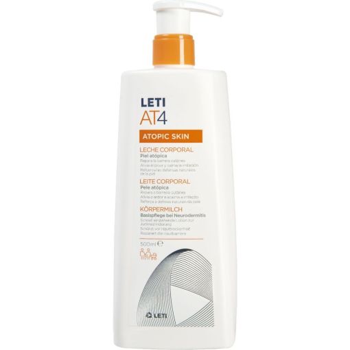 Leti At4 Atopic Skin Leche Corporal Leche corporal nutritiva ofrece m&aacute;xima protecci&oacute;n y reparaci&oacute;n de las zonas propensas a padecer infecciones cut&aacute;neas 500 ml