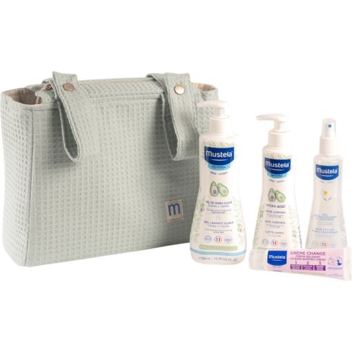 Mustela Bolsa Carrito Set de cosm&eacute;tica para beb&eacute; con productos imprescindibles ideal para regalar a mam&aacute;s primerizas