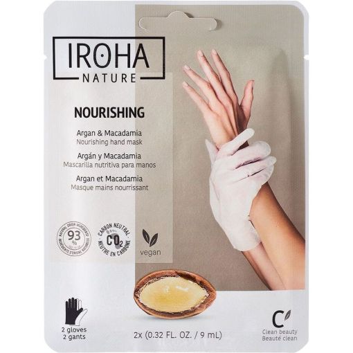 Iroha Nature Nourishing Mascarilla Nutritiva Para Manos Mascarilla vegana nutre y repara manos secas y da&ntilde;adas  con aceite de arg&aacute;n y macadamia