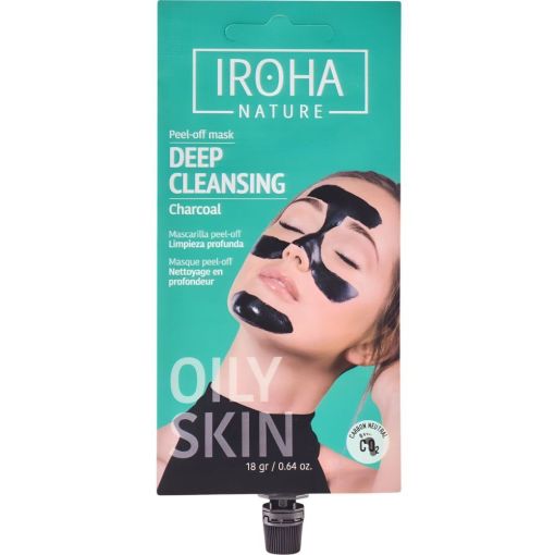 Iroha Nature Oily Skin Deep Cleansing Charcoal Mascarilla Peel-Off Mascarilla facial elimina impurezas y minimiza el aspecto de los poros dilatados con carb&oacute;n