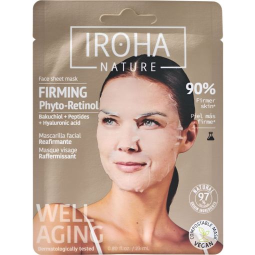 Iroha Nature Firming Phyto-Retinol Mascarilla Facial Reafirmante Mascarilla facial vegana reafirmante y antiedad para rostro y cuello con bakuchiol y péptidos