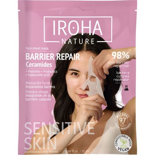 Iroha Nature Sensitive Skin Barrier Repair Ceramides Mascarilla Facial Mascarilla reparadora restaura fortalece y proteger la piel sensible con una barrera da&ntilde;ada