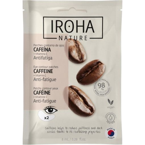 Iroha Nature Cafe&iacute;na Antifatiga Parches Contorno De Ojos Parches para contorno de ojos reduce signos de fatiga revitalizando para un aspecto descansado fresco y luminoso 2 uds