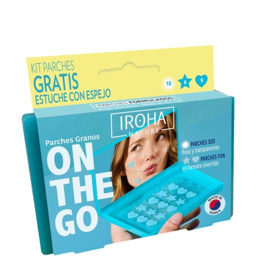 Iroha Nature Sos Granos Parches On The Go+Estuche Con Espejo Gratis Pack regalo completo y pr&aacute;ctico para el tratamiento de granos localizados 33 uds