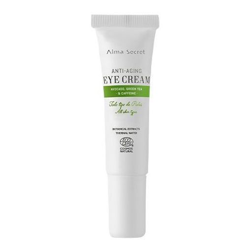 Alma Secret Anti-Aging Eye Cream Contorno de ojos vegano antiedad con aguacate t&eacute; verde y cafe&iacute;na