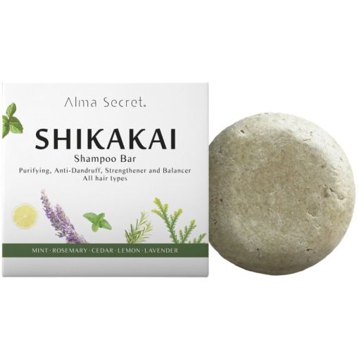 Alma Secret Shikakai Shampoo Bar Champ&uacute; solido vegano antica&iacute;da y anticaspa para cabello te&ntilde;ido o con tratamientos 85 gr