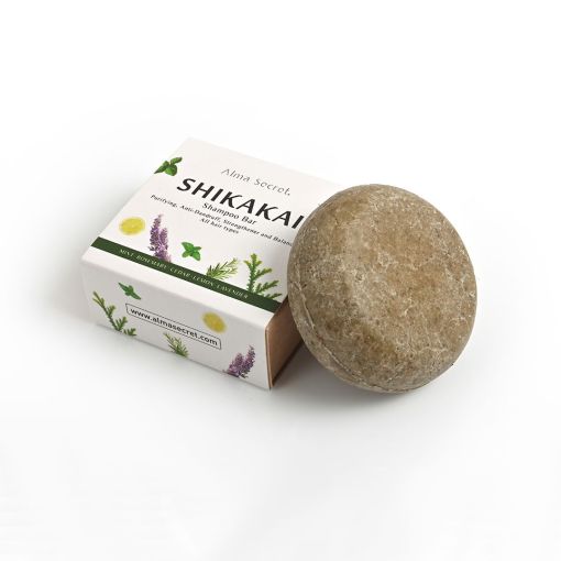 Alma Secret Shikakai Shampoo Bar Champú solido vegano anticaída y anticaspa para cabello teñido o con tratamientos 85 gr