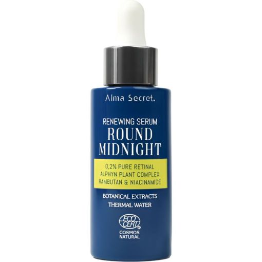 Alma Secret Round Midnight 0,2% Pure Retinal Renewing Serum S&eacute;rum noche antiedad renueva unifica el tono reafirma alisa arrugas reduce manchas y rejuvenece 30 ml