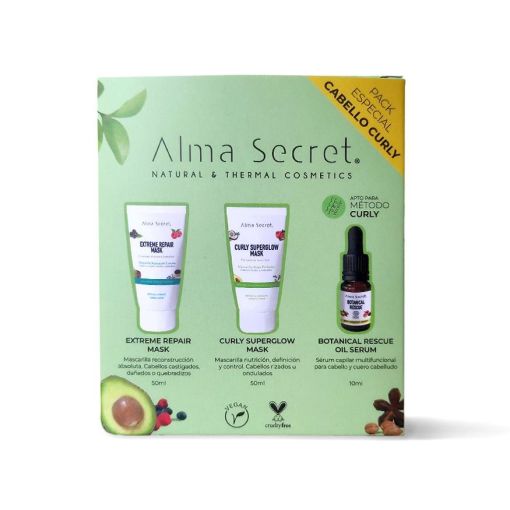 Alma Secret Natural & Thermal Cosmetics Cabello Curly Pack Especial Tratamiento capilar nutritivo y reparador para cabello rizado y dañado