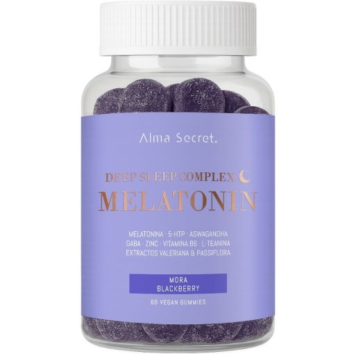Alma Secret Melatonin Deep Sleep Complex Gummies Complemento Alimenticio Complemento alimenticio con 9 activos naturales mejora la calidad del sue&ntilde;o ayudando a conciliarlo 60 uds