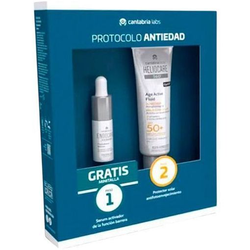 Heliocare 360º Age Active Fluid Protector Solar Spf 50+Sérum Gratis Pack ahorro de protección solar resistente al agua y ultraligero previene y corrige signos del fotoenvejecimiento