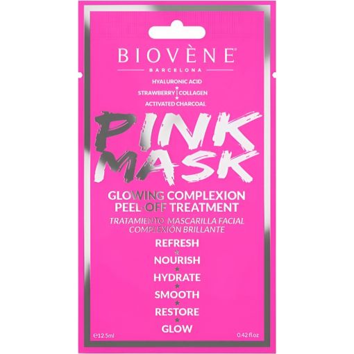 Biov&egrave;ne Pink Mask Glowing Complexion Peel-Off Treatment Mascarilla facial tratamiento exfoliante y nutritivo con carb&oacute;n activo